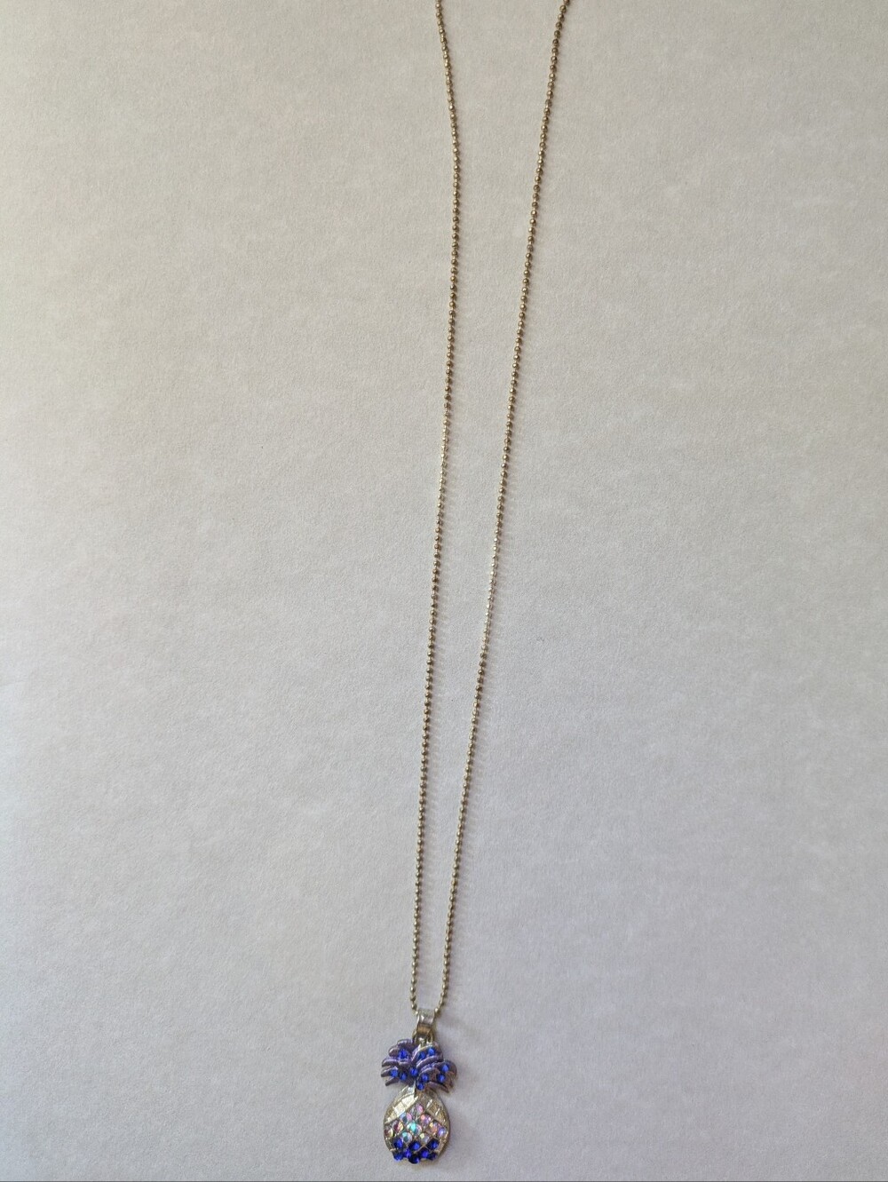 Blue Sparkly Pineapple Gold Chain Necklace